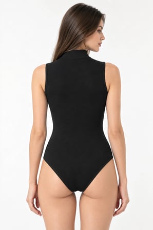 Loule Kadın 2'li Yarım Balıkçı Yaka Kolsuz Pamuklu Alttan Kancalı Body Esnek Basic