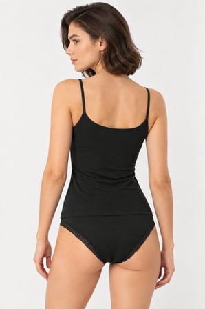 Loule Kadın 2'li Pamuklu Dantel Detaylı İnce Askılı Atlet Bikini Külot Takımı Esnek İç Giyim