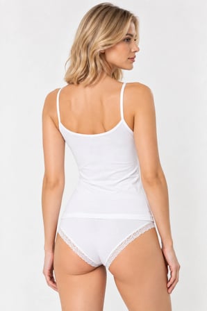 Loule Kadın 2'li Pamuklu Dantel Detaylı İnce Askılı Atlet Bikini Külot Takımı Esnek İç Giyim