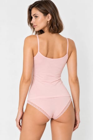 Loule Kadın 3'lü Pamuklu Dantel Detaylı İnce Askılı Atlet Bikini Külot Takımı Esnek İç Giyim