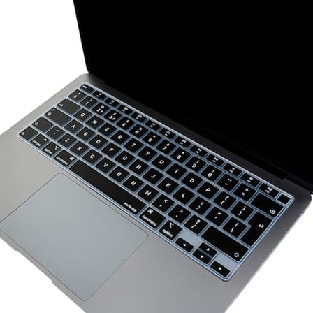 UK İngilizce Klavye Koruyucu MacBook Air A1932 A2179 A2337 M1 Uyumlu | Avrupa İngilizce ISO Ters L Enter | İnce Silikon Keyboard Cover Siyah Siyah