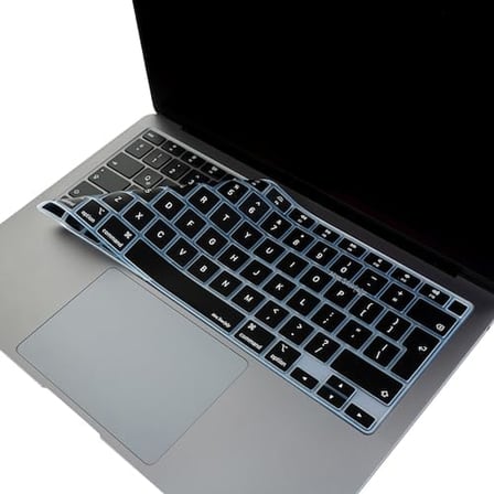 UK İngilizce Klavye Koruyucu MacBook Air A1932 A2179 A2337 M1 Uyumlu | Avrupa İngilizce ISO Ters L Enter | İnce Silikon Keyboard Cover Siyah Siyah