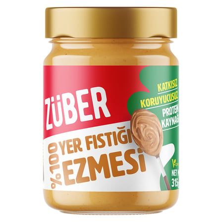 4 Adet Züber %100 Fıstık Ezmesi 315 G