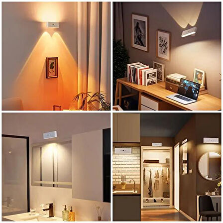 Ledx SK-BD188F Çift Yönlü Hareket Sensörlü Dekoratif Şarjlı Duvar Aplik 2 Mercekli 15 Smd Ledli 3000K-4000K-6500K