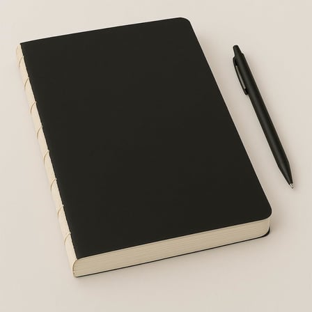 Özel Tasarım Siyah Kraft Kapaklı A4 Defter - 180 Derece Açılabilir, Sırtı Dikişli,%100 El İşçiliği, Ofis, Okul, Günlük Kullanım İçin İdeal Defter (Kareli)