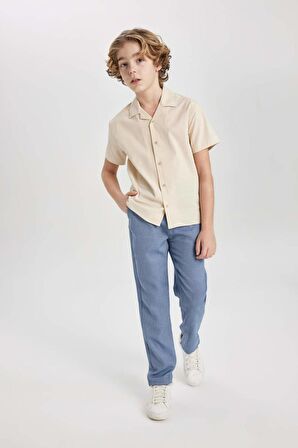 DeFacto Erkek Çocuk Oversize Geniş Kalıp Polo Yaka Gofre Dokulu Kısa Kollu Gömlek B6620A824SMBG355