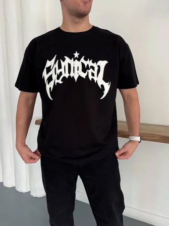 Modi Green Erkek Bisiklet Yaka Ön Baskılı Kısa Kollu Tişört Streetwear Günlük Basic Pamuklu T-shirt - Siyah