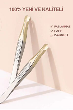 Gold Altın Cımbız Profesyonel Yassı Uç Kaydırmaz