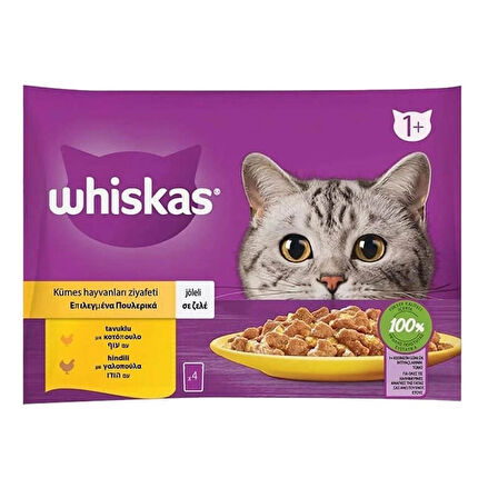 whiskas tavuklu hindili pouch kedi yaş mama (4x85gr) 5adet kümes hayvanları ziyafeti kedi konserve