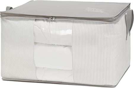 Büyük Boy Pvc Pencereli Gri Çizgili Stuff &amp; Things Hurç 60 x 43 x 35 cm