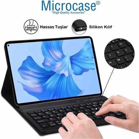 Samsung Galaxy Tab A9 Plus LTE SM-X218 11'' Tablet ile uyumlu Bluetooth Klavye ve Mouse + Standlı Kılıf - BKK6 Pembe