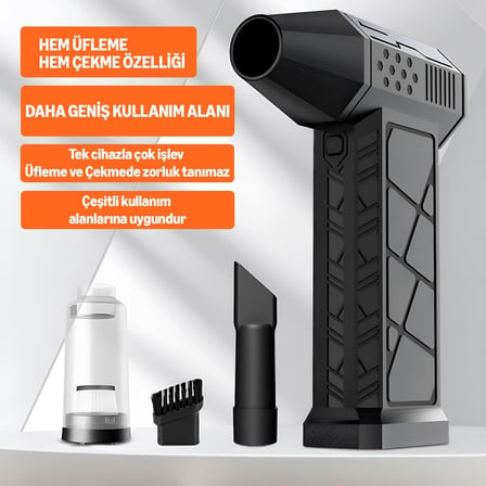 X3 2026 Şarjlı Hava Üfleyici &amp; Vakum – Gerçek 130000 RPM, 8000mAh Batarya, 3 Kademeli Turbo Toz Üfleyici ve Çekici, Bilgisayar, Klavye, Ev, Araç ve Dış Mekan Kullanımı, Çantalı