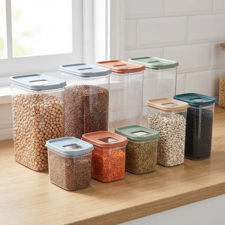 Şeffaf Erzak Kabı Kapağı Süzgülü Saklama ve Düzenleme Kabı Plastik Gıda Saklama Kabı Bakliyat Makarna Un Şeker Saklama Kutusu 1 Adet (ASORTİ RENK) (1,6 Litree)