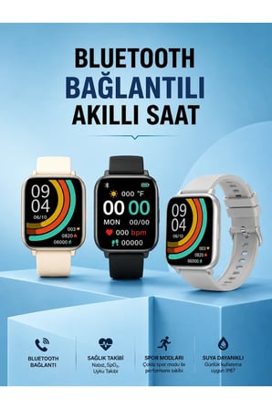 Titreşimli, Sağlık Takipli, Yeni Nesil Akıllı Saat  400mAh Batarya Kapasiteli