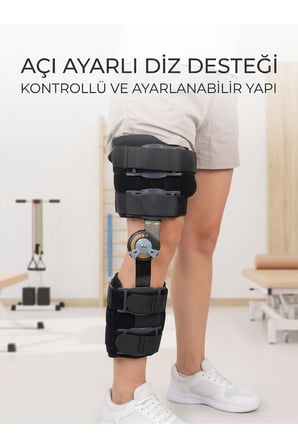 Kısa Açı Ayarlı Dizlik Menteşeli Ortopedik Diz Desteği Ayarlanabilir Sabitlemeli