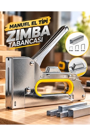 El Tipi Manuel Zımba Tabancası 4-6-8 mm No.13 Ergonomik Tutma Kollu Çok Amaçlı Zımba Makinesi