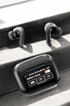 Kablosuz Bluetooth Kulaklık Ekranlı Uzun Şarj Süreli ANC Destekli