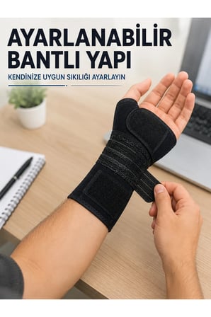 Metal Destekli El Bilek Ateli Ayarlanabilir Bantlı Bileklik Başparmak Açık