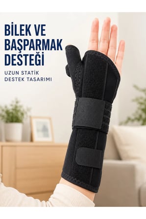 Başparmak ve El Bilek Destek Ateli Metal Destekli Ayarlanabilir Cırtlı Bileklik