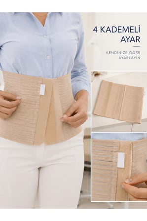 Kadın Abdominal Korse 26 cm Karın ve Bel Bölgesi 4 Kademeli Ayarlanabilir Korse
