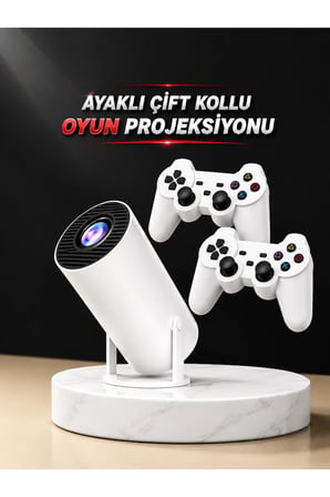 Projeksiyon Cihazı Video Oyun Konsolu Projektör Taşınabilir Ayaklı Çift Kollu 4K Çözünürlüklü