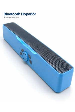 Monitör Altı Kullanıma Uygun RGB Işıklı Bluetooth Soundbar Hoparlör 1500 mAh Mavi