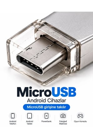 128GB 4’lü Girişli Flash Bellek Lightning Type-C USB-A MicroUSB Telefon Tablet Bilgisayar Uyumlu