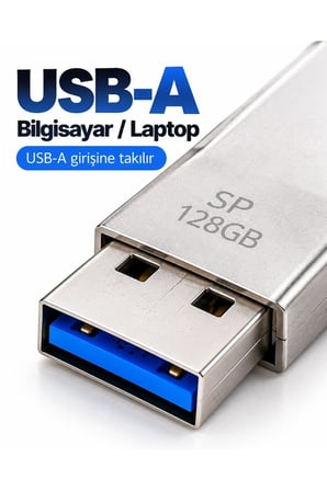 128GB 4’lü Girişli Flash Bellek Lightning Type-C USB-A MicroUSB Telefon Tablet Bilgisayar Uyumlu