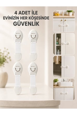 4 Adet Çok Amaçlı Çocuk Güvenlik Kilidi Dolap, Çekmece ve Gardırop İçin