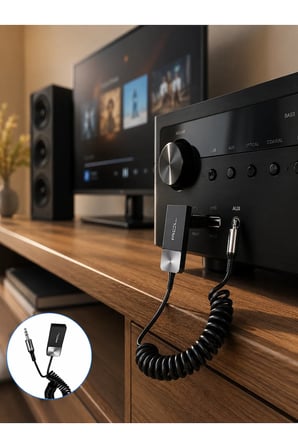 USB Bluetooth AUX Ses Adaptörü Kablosuz Müzik Aktarım Cihazı