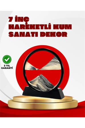 Rahatlatıcı Kum Sanatı – Yuvarlak Cam Çerçeveli Hareketli Kum Resmi, Ofis ve Ev İçin Etkileşimli Masaüstü Süs