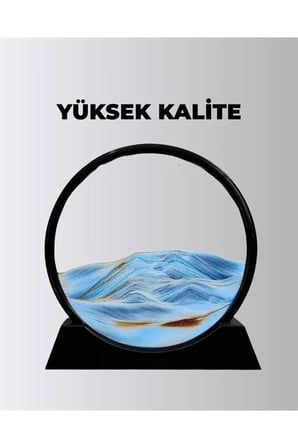 Rahatlatıcı Kum Sanatı – Yuvarlak Cam Çerçeveli Hareketli Kum Resmi, Ofis ve Ev İçin Etkileşimli Masaüstü Süs