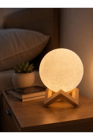 Dekoratif 3D Ay Işığı Masa Lambası Hediyelik Atmosfer Aydınlatması