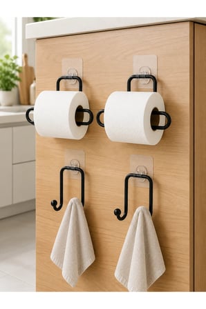 Pratik Banyo Düzenleme Seti 2 Adet Rulo Kağıt Tutucu 2 Adet Havlu Askılığı