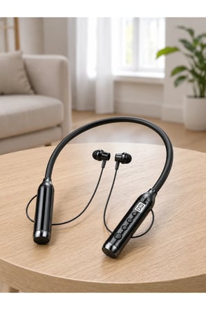 Uzun Kullanım Süreli Bluetooth Kulaklık Boyun Bantlı Mikrofonlu 600 Saat Müzik Süreli Ses ve Çağrı Kontrollü Kablosuz Kulaklık