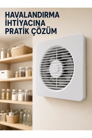 150 mm Dekoratif Aspiratör 20,8 x 20,8 cm 20 W 320 m³/h Duvar ve Tavan Tipi Havalandırma Fanı