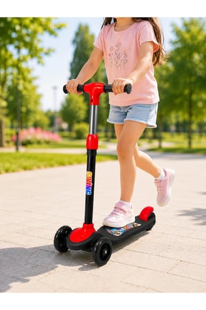 Çocuk Scooterı 3 Tekerlekli Denge Destekli Ayarlanabilir Gidonlu Çocuk Skuteri