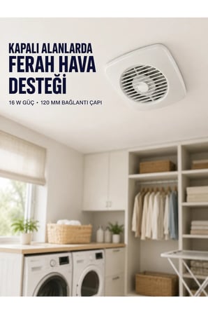 120 mm Dekoratif Aspiratör 16 W 180 m³/h Banyo Mutfak ve WC Havalandırma Fanı