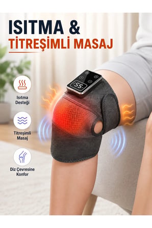 Dijital Ekranlı Isıtmalı Diz Masaj Aleti Ayarlanabilir Titreşimli Şarjlı Masaj Cihazı