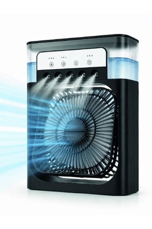 Püskürtmeli Masaüstü Fan 5 Başlıklı Serinletici, 600 ml Su Haznesi, 3 Kademe Fan, Type-C Bağlantı