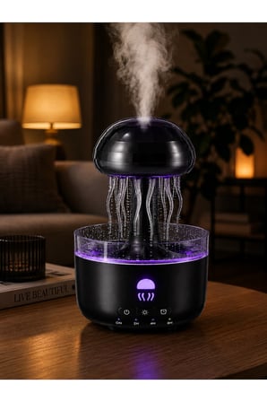Denizanası Tasarımlı Ultrasonik Hava Nemlendirici RGB LED Işıklı Sessiz Buhar Makinesi Zaman Ayarlı