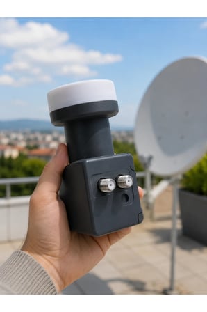 Çift Çıkışlı Twin LNB 4K Ultra HD Uyumlu Ku Band Uydu Anten Başlığı 0.1 dB