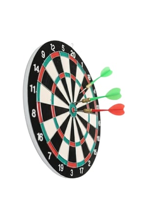 15 İnç Dart Tahtası 4 Metal Uçlu Dart Oku Dayanıklı Ahşap Gövde