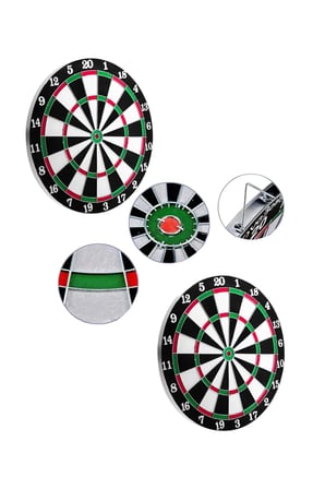 12 İnç Dart Tahtası 4 Adet Metal Uçlu Dart Oku Kolay Montajlı