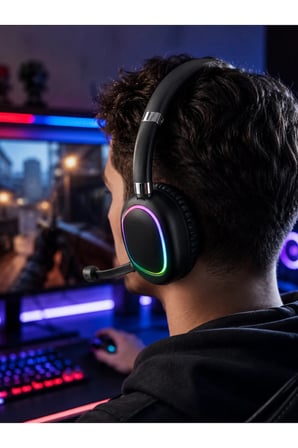 RGB Işıklı Bluetooth Mikrofonlu Kulaklık Uzun Süreli Kullanım Type-C Şarjlı