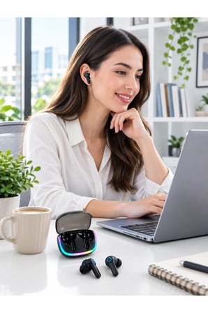 RGB Şarj Kutulu TWS Kablosuz Kulaklık Bluetooth 5.4 HD Voice Type-C Şarj Destekli