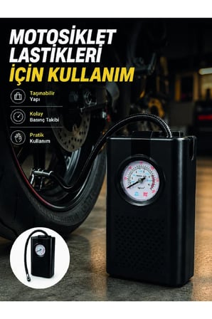 Araç Lastik Şişirme Pompası Taşınabilir Analog Basınç Göstergeli Hava Kompresörü