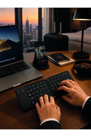 Bluetooth Katlanabilir Klavye USB-C Şarjlı 3 Cihaz Bağlantılı Taşınabilir Klavye