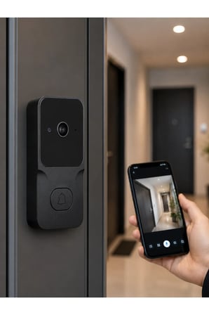 Wi-Fi Akıllı Görüntülü Kapı Zili | HD Kamera, Gece Görüşü ve Telefon Bildirimli
