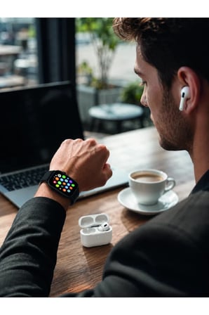 Bluetooth Telefon Görüşmeli Akıllı Saat Seti Kablosuz Bluetooth Kulaklık 7 Değiştirilebilir Kordon